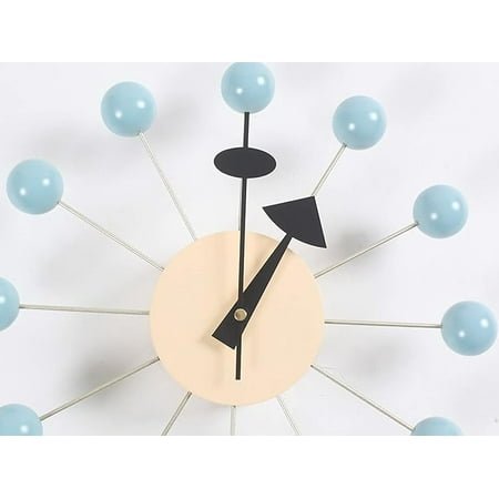 Ball Clock in Multicolor, Painted Solid Wood Non Ticking Decorative Mid Century Modern Silent Wall Clocks Retro Design for Home, Kitchen, Living Room, Office etc.
