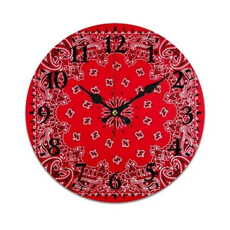 Bandana - Red Art Wall Clock Modern Design Clocks Wall Hanging Home Office School Clocks Round PVC Wall Clocks