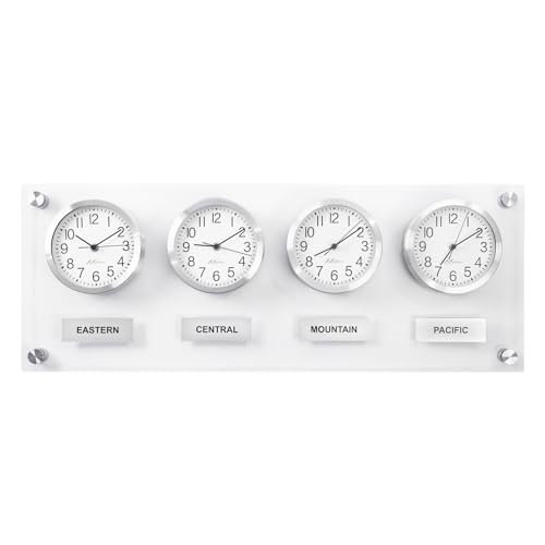 B.B.HORAIRE Time Zone Clock - Elegant Modern Mondial Wall Clock - Silent Non Ticking - Quartz Analog Battery Operated - Multiple City/Country/Region/World Clock - Easy Install - 32 Inch x 12 Inch