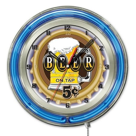 Beer 5 Cents 19 Double Neon Wall Clock