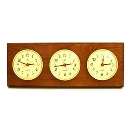 Bey-Berk International WS115 Triple Quartz Clock - Oak Wood