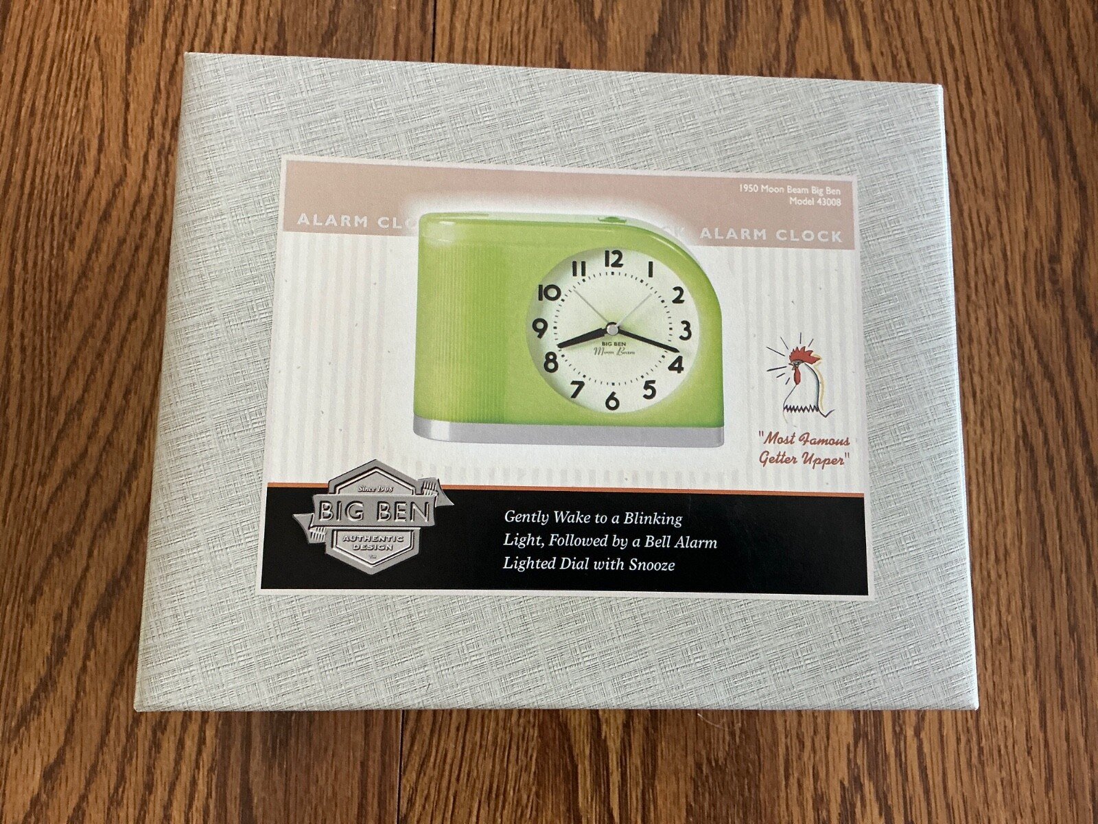 Big Ben Moon Beam Alarm Clock. Tested Working Model 43008 W Box. Great condition