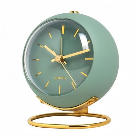 BKSDUEH Small Tableclocks Classic Non-Ticking Tabletop Alarm Clock with Night Light, Battery Operated Deskclock with HD Glass for Living Room Bedroom Bedside Indoor Decor