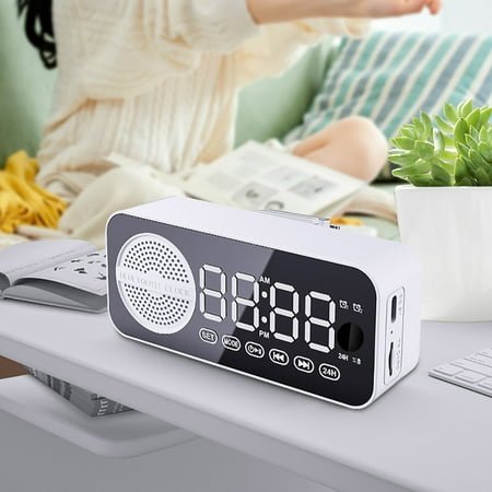 BLNVKOP Bluetooth Sound System, Bluetooth Alarm Clock Speaker, Clock Subwoofer, Portable Mini Desktop, Home, Outdoor Sound System