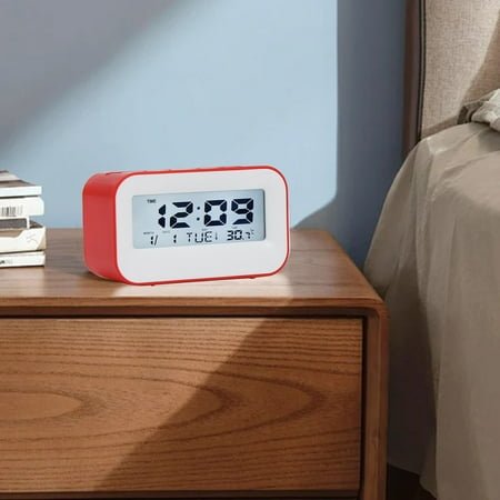 BLNVKOP Simple Display Alarm Clock, for Students & Heavy Sleepers, Electronic Clock, White Backlight Perpetual Calendar Alarm Clock