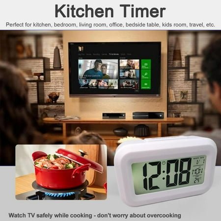 Blue Mini Kitchen Lcd Smart Alarm Clock Luminous Cute Alarm Clock