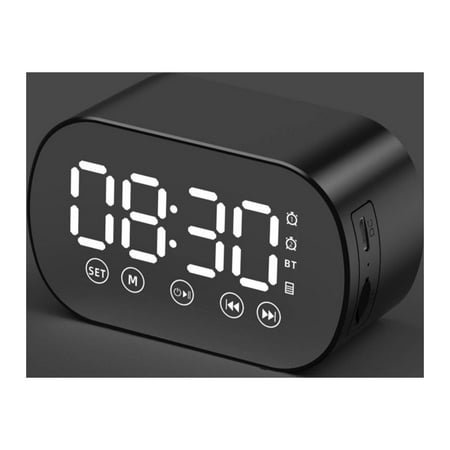 Bluetooth Speaker,Wireless FM Radio Clock,Mirror Alarm Clock,LED Display,Alarm,Bluetooth 5.0,Portable Design,Bedroom Decor,Home Gift Idea,Long Battery