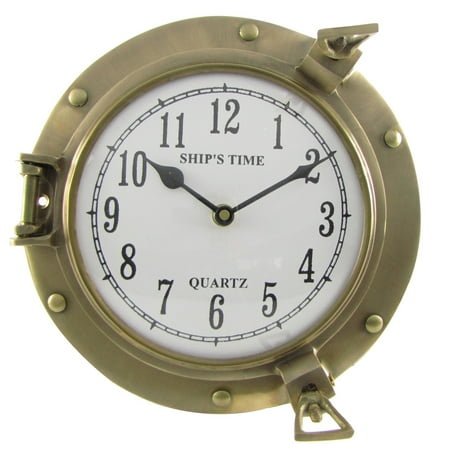 Brass Ship Porthole Vintage Wall Clock Nautical Beach House Decor