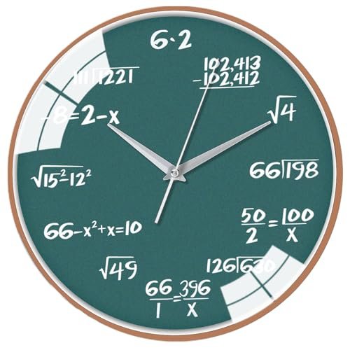 BUKNBPCF 12 Inch Math Wall Clock, Unique Gift for Math Teachers & Students, for Office Classroom/School/Home/Room Wall Decorations(Green, 12 Inch)