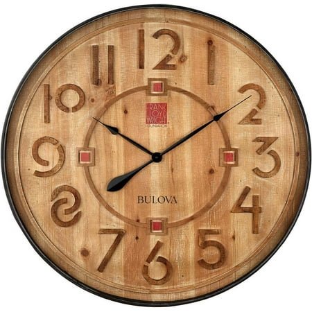Bulova C4803 Taliesin Frank Lloyd Wright Solid Wood Wall Clock