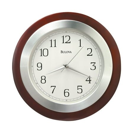 BULOVA CORP C4228 Reedham Wall Clock, 14 Diameter, Walnut