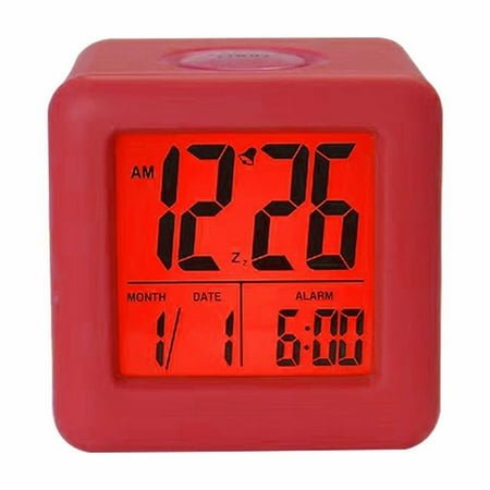 Cagnkofi Digital Alarm Clock, Digital Large Display Alarm Clock with Time-Date-Alarm Snooze, LED Night Glowing Cube Alarm Clock Nightlight for Bedroom, Easy to Set, Battery Powered