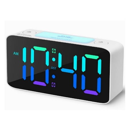 CCOCC Alarm Clock,Colorful Digital Clock for Custom Lighting,Multifunctional Bedside Clock with USB Charging and Dual Alarms