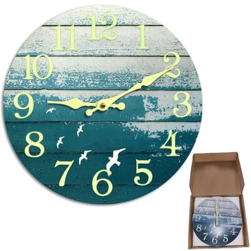 CEYAZYE 12 Inch Glow in The Dark Wall Clock for Bedroom, Night Light Up Wall Clocks Battery Operated, Silent Non-Ticking Unique Lighted Wall Clock Vintage Decorative for Office Living Room Kitchen