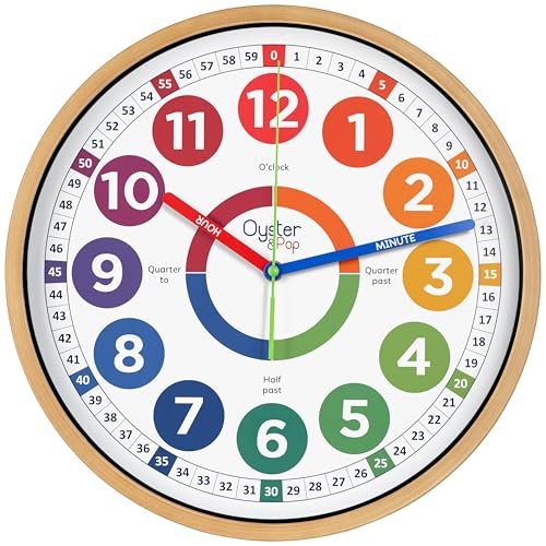 Classroom Clock - 14 Inch Extra Large Learning Clock for Kids - Silent Teaching Time Kids Wall Clock - Analog Clock for Kids Room Decor - Perfect Clock Wall Decor - Kids Learn to Tell Time Easily