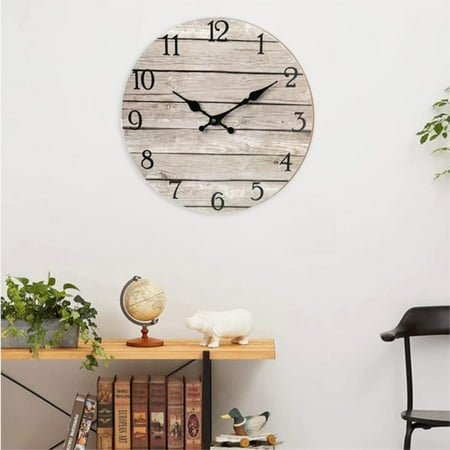 Clearance！ Miommo Rustic Wall Clock Wall Clock 10 Inch Rustic Wood Wall Clocks Battery Operated No Tick Clock Decorative for Kitchen Living Room Bathroom Farmhouse