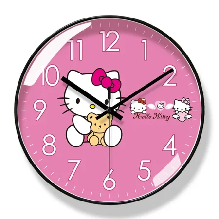Clock HELLO KITTY Cartoon Mute Watch Mute Sweep Quartz Clock Wall Decoration Bedroom Decor Household Supplies