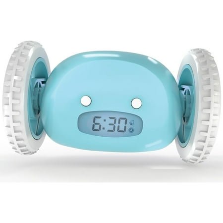 CLOCKY Extra Super Loud Alarm Clock for Heavy Sleepers Adults Kids Teens Bedroom, Move Jump Roll Run Away Easy to Set Smart Digital Alarm Clock on Wheels - Funny Gag Gift (Blue)