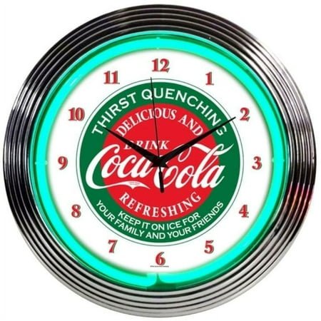 COCA-COLA EVERGREEN NEON CLOCK – 8CCGRN