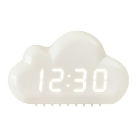 COFEST Creatives Alarm Clock,Four Clouds,Voice Controlled Led Clock,Bedside Snooze Small Alarm Clock,Student Calendar Night Light Electronic Clock White