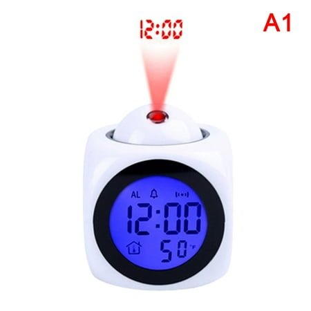 Creative LCD Digital Projection Laser Alarm Clock Display Voice Report Time Temperature Snooze Function Home Decor Table Clock