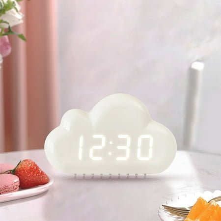 Creatives Alarm Clock,Four Clouds,Voice Controlled LED Clock,Bedside Snooze Small Alarm Clock,Student Calendar Night Light Electronic Clock,New Release