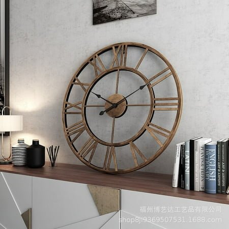Creative Wall Clock Living Room round Hollow Large Wall Clock Cafe Bar Iron Metal European and American Wall Clock Wholesale