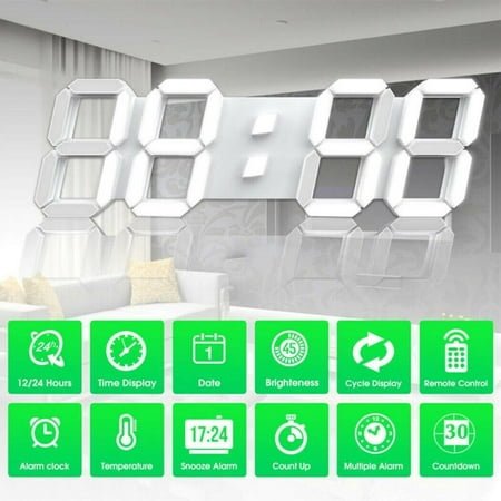 Cumbed Digital-Home Large Jumbo LED Wall Desk Clock With Calendar Temperature