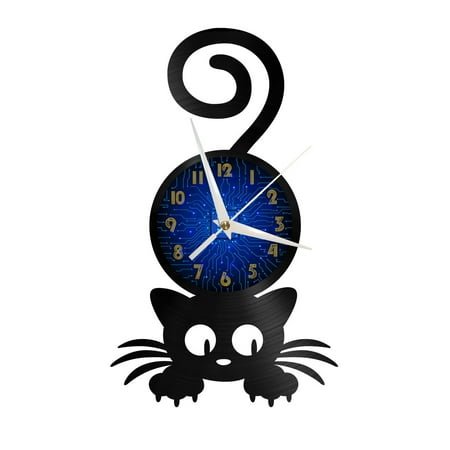 Cute Cat 2 Vinyl Record Wall Clock for Kitchen Wall Decor Wall Art Gift for Lover Gift Idea for a Best Friend(B)