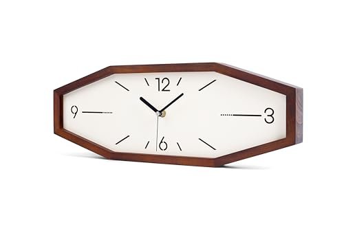 DaguyS Wooden Retro Wall Clocks, 18 Inches Square Clocks Rectangular Wall Clock Battery Operated Silent Non-Ticking, for Kitchen Living Room Office Home Desk Bedroom (Brown)