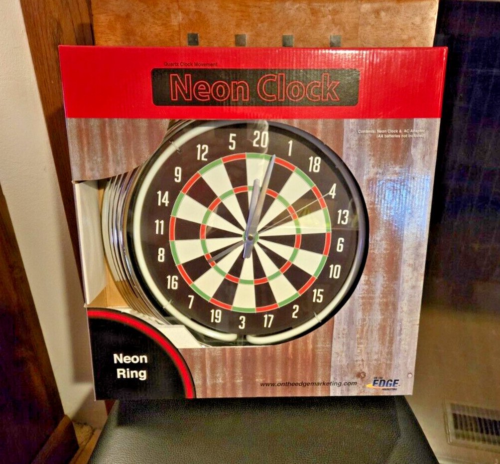 Dartboard Neon Ring Quartz Wall Clock/On The Edge