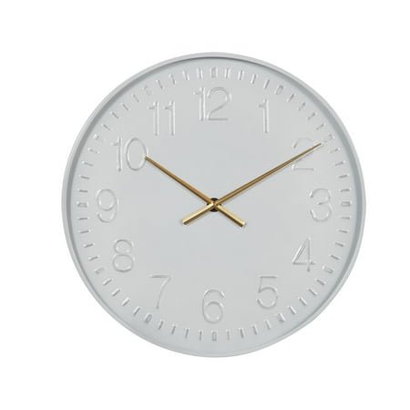 DecMode 24 White Metal Round Wall Clock
