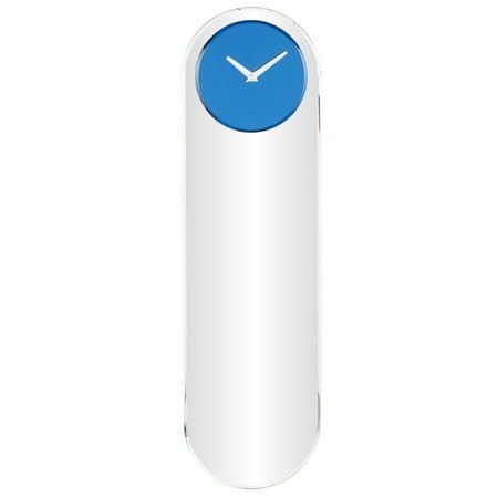 DecMode 8 x 28 Silver Glass Wall Clock with Blue Clock Face