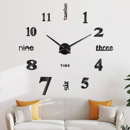 Decorative Timepiece, 3D DIY Wall Clock With Mirror Surface For Home Office Decor, Modern Design Frameless DIY Wall Clock, Silent Wall Clock With Eco Friendly EVA Foam For Living