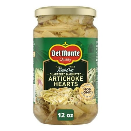 Del Monte Quartered Marinated Artichoke Hearts 12 oz Glass Jar