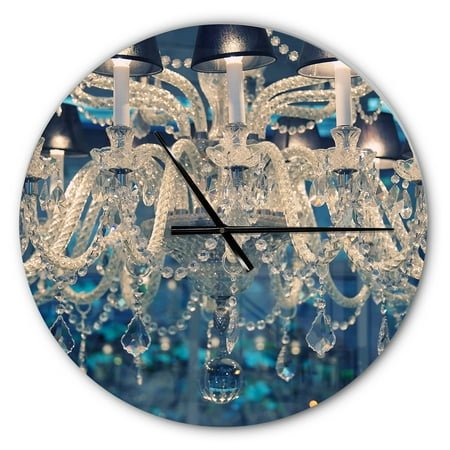 Designart 'Blue Vintage Crystal Chandelier ' Shabby Chic Wall Clock