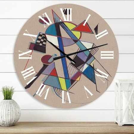 Designart 'Colored Geometric Abstract Compositions Iii' Modern Wall Clock