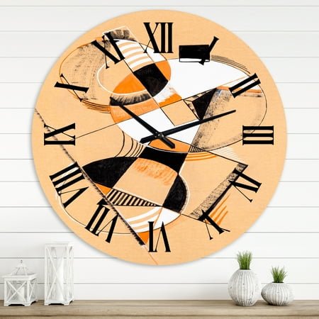Designart 'Colored Geometric Abstract Compositions V' Modern Wall Clock