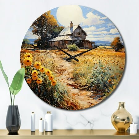 Designart Farmhouse Sunlit Haven Painting I Farmhouse Oversized Wall Clock