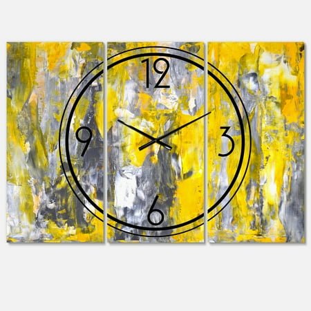 Designart 'Grey and Yellow Abstract Pattern' Modern wall clock