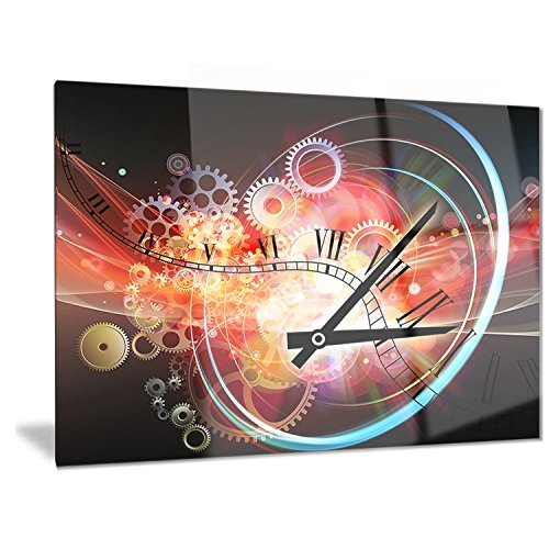 Design Art Interesting Clock-Contemporary Art Metal Wall Art-MT6983-28x12, 12'' H x 28'' W x 1'' D 1P
