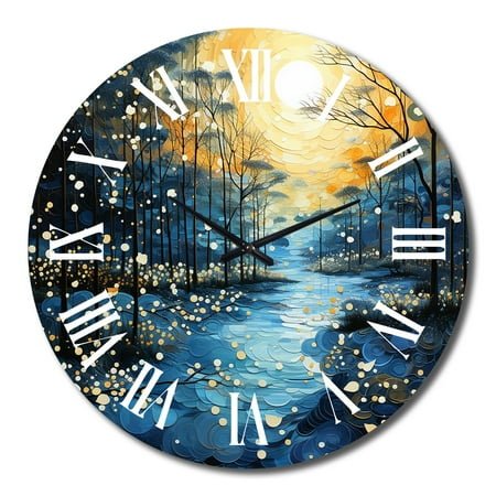Designart Reflections of Serenity Tranquil Blue River IV Lakes & Rivers Oversized Wall Clock