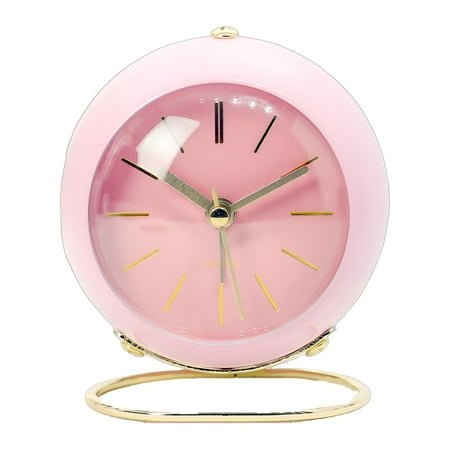 DESIGNICE Alarm Clock,Stable Rounded Base Small Clock,Chic Contemporary Accent Analog Alarm Clock,Pink,11*8.3Cm