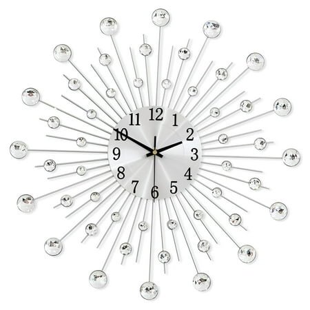 DESIGNICE Wall Clock,Crystal Clarity Modern Wall Clock,Elegant Shine Bathroom Clock,Silver