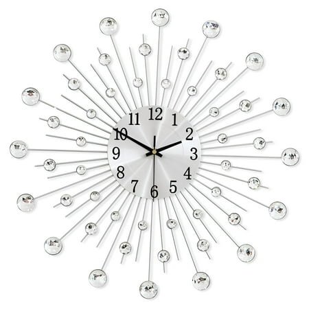 DESIGNICE Wall Clock,Crystal Clarity Modern Wall Clock,Elegant Shine Bathroom Clock,Silver