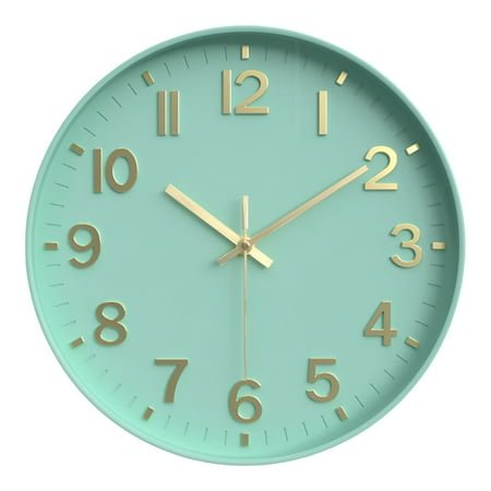 DESIGNICE Wall Clock,Elegant Numbers Modern Wall Clock,Quiet Sweep Bathroom Clock,Style1,12In