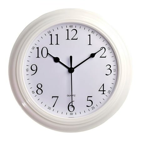 DESIGNICE Wall Clock,Modern Numbers Modern Wall Clock,Layered Dimension Bathroom Clock,White,9In