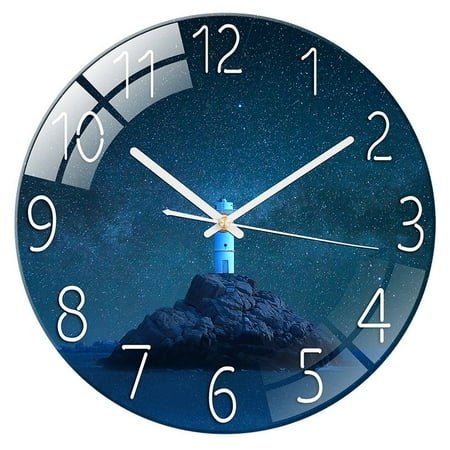 DESIGNICE Wall Clock,Sturdy Metal Hands Large Wall Clock,Clear Transparent Dial Silent Operation Wall Clocks Battery Operated,Style8