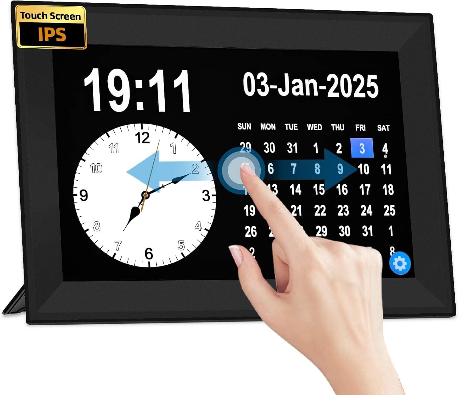 Digital Alarm Clock 10.1" Large Touchscreen Dementia Calendar 64 Alarms Reminder
