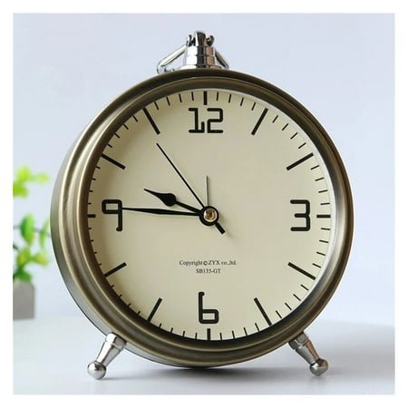 Digital Alarm Clock Creative Simple Round Metal Portable Bedside Clock Home Living Room Table Decoration
